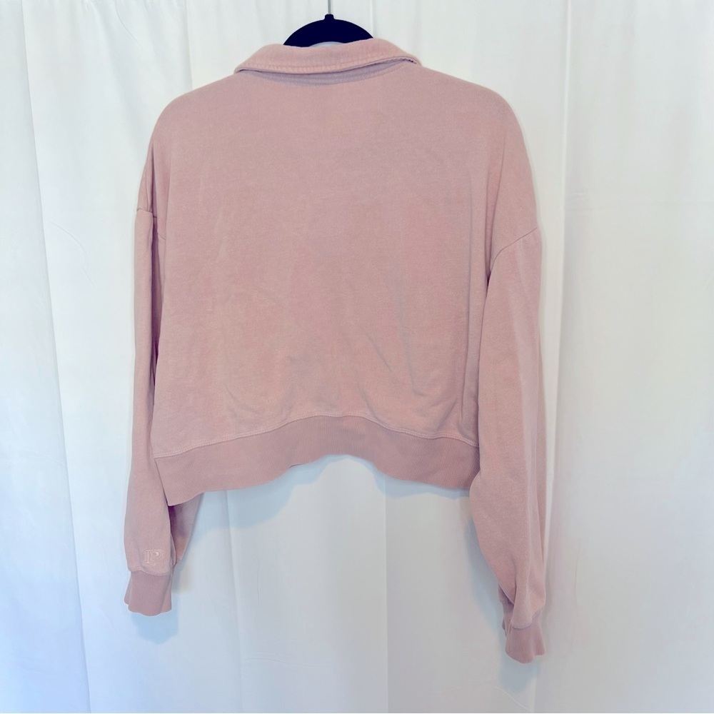 PINK Victoria's Secret Women Sweatshirt Large Pink Campus Collar Cropped - Picture 2 of 7